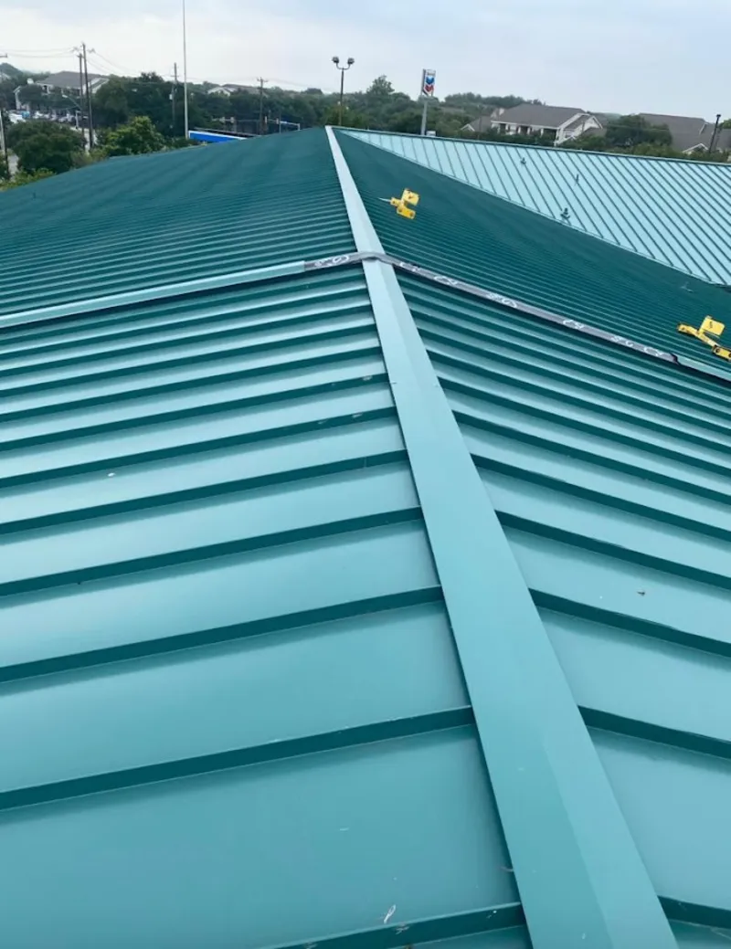 Green commercial metal roof ridge and valley for Metal Roof Repair in Elma